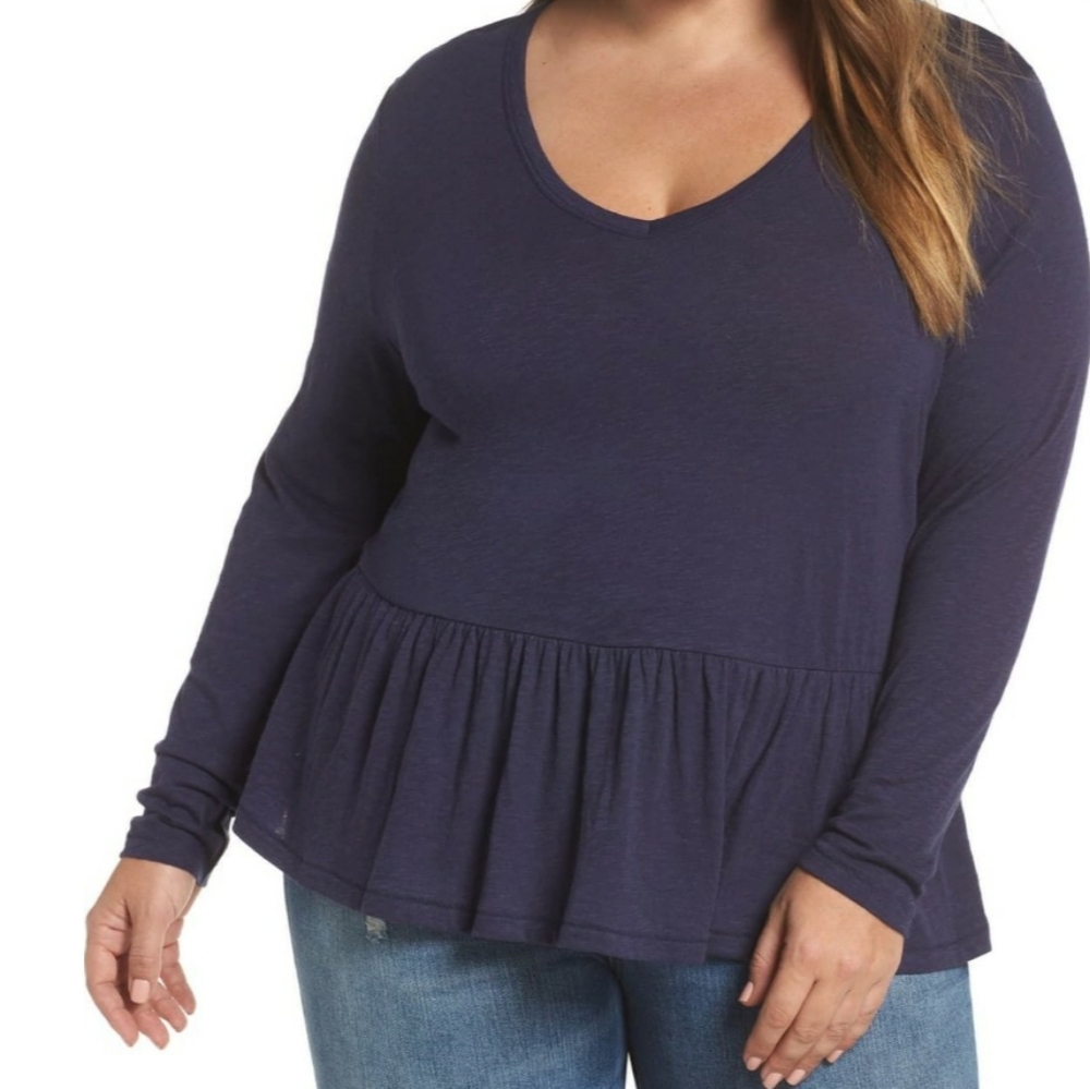 CASLON V-Neck Peplum Tee